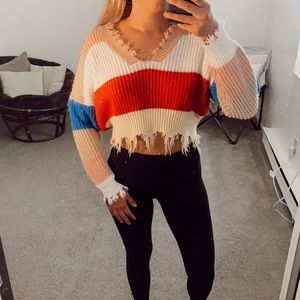 cropped & frayed sweater